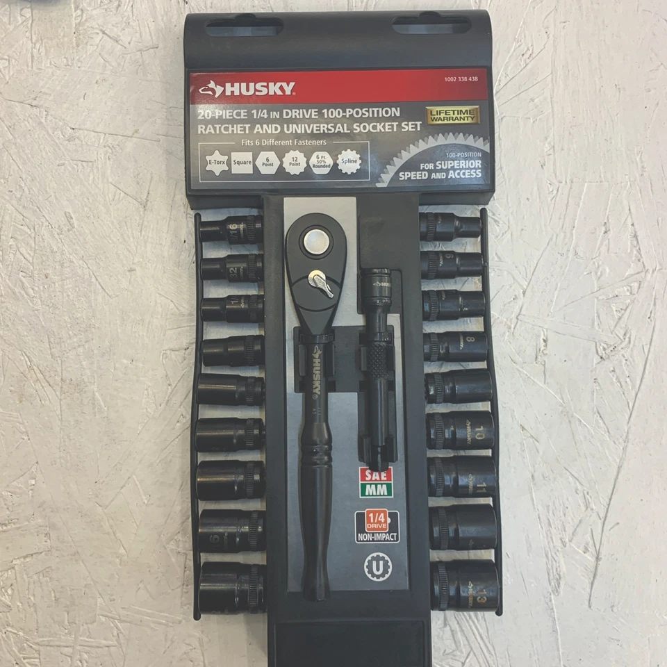 Husky 20-Piece 1/4 In Drive 100-Position Ratchet And Universal Socket Set - Image 2 of 4