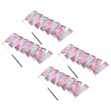 4 Pcs Dance Ribbons 78.7" Sparkly Gymnastics Ribbon Streamers Black Wand, Pink