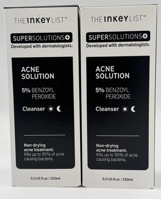 THR INKEY LIST 2x The Inkey List Akne Lösung 5% Benzoylperoxid Reiniger 150ml
