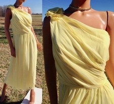 D.Tutera/Gather & Gown KELLY One Shoulder Tea Length Bridesmaid Dress YELLOW~10