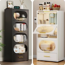 Metal Kitchen Storage Cabinet Pantry Organizer with Drawer Shelves Flip-up Doors