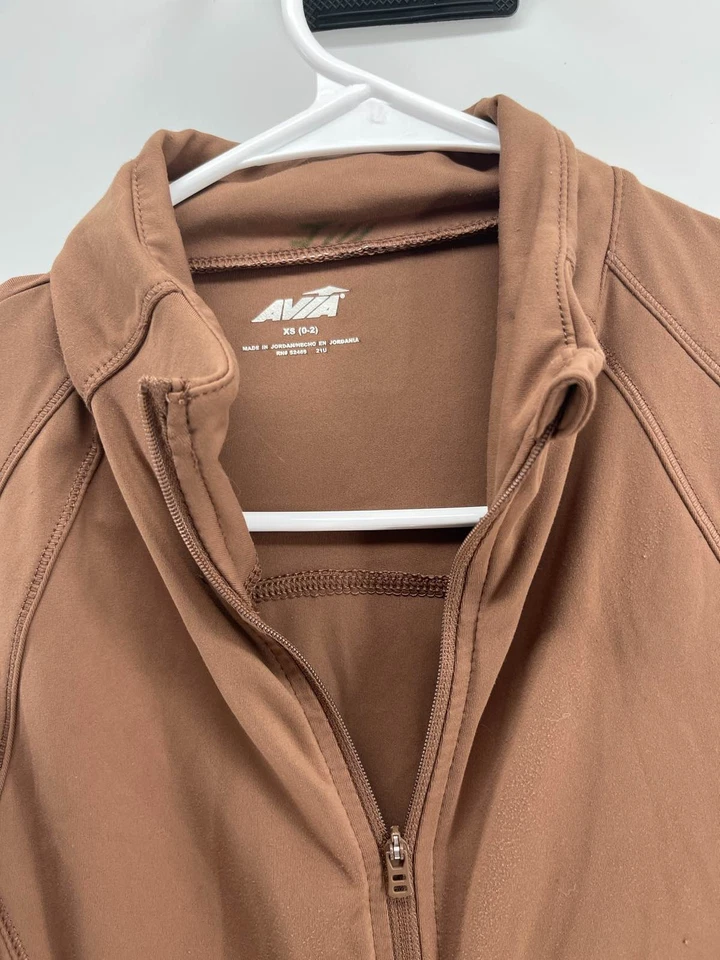 Avia Women's Brown Zip Athletic Jacket XS (0-2) Thumb Holes Pockets - Image 2 of 3