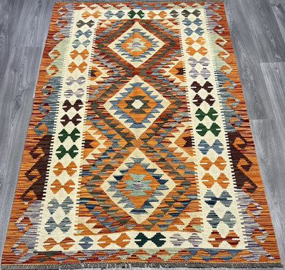 Vintage Kelim traditionell handgefertigt orientalisch Wolle Kelim 5 Fuß 10 Zoll x 3 Fuß 190 cm x 124 cm