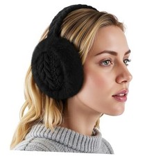 Clothirily Winter EarMuffs for Women, Faux Fur Warm Ear Muffs for Winter, Black