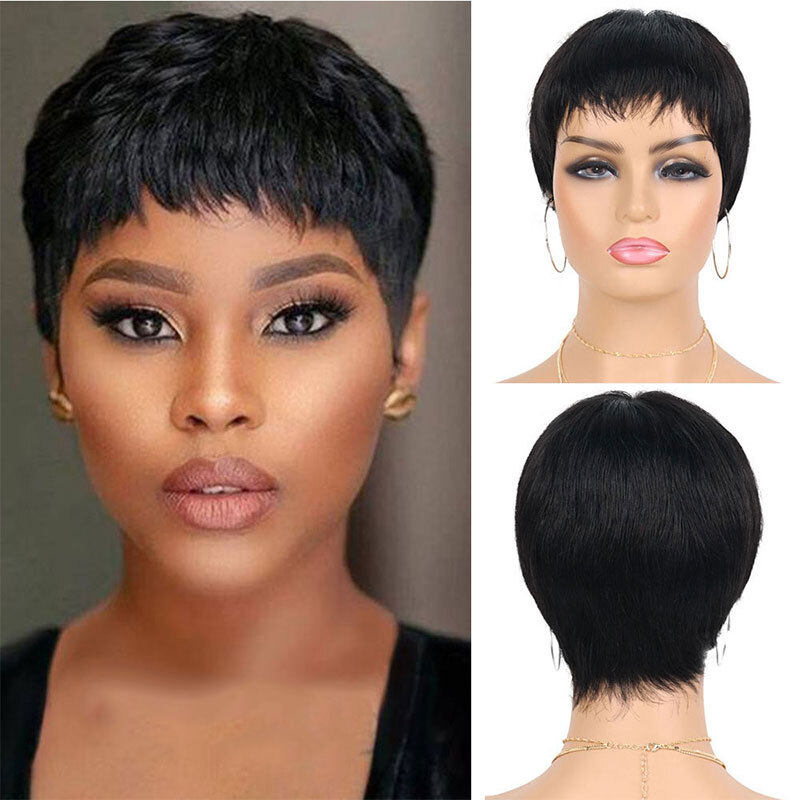 Short Pixie Cut Glueless Wig Human Hair Modern Chic Throw On & Go Amazon.com : LUVME HAIR Ultra Comfort Throw On & Go Short  main image 3