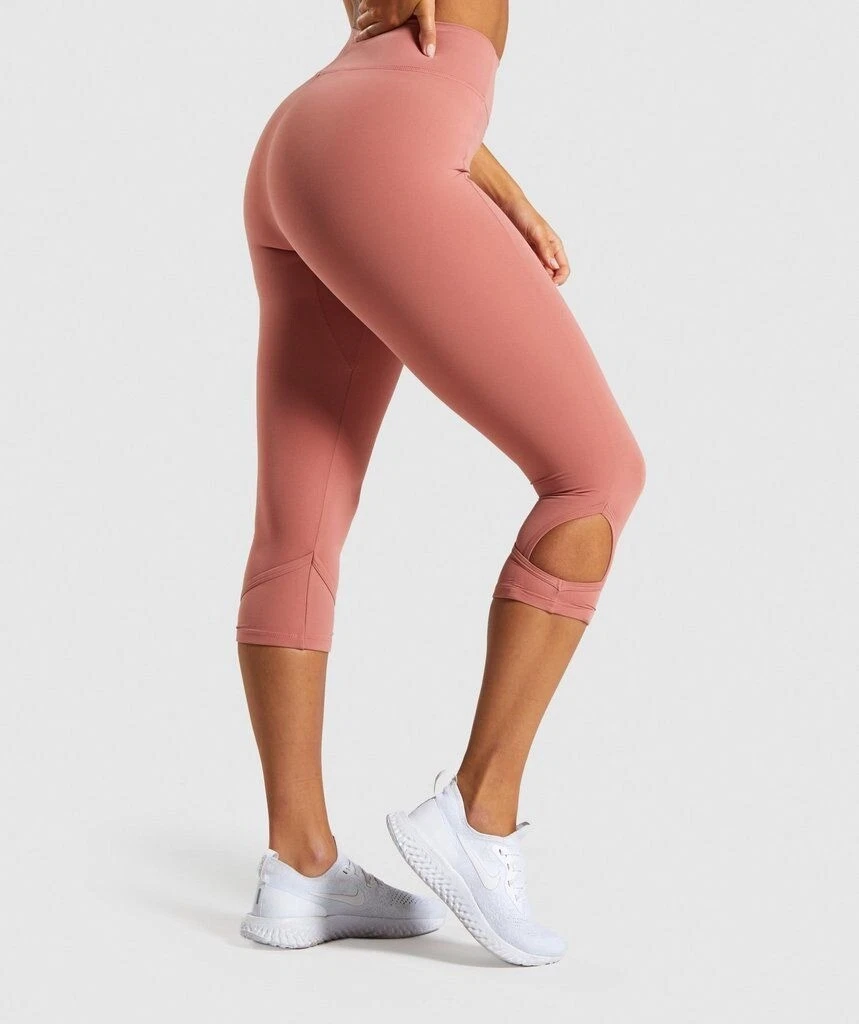 Gymshark Studio Cropped Leggings Womens XS High Waist Cutout Deep