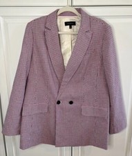 NWT NEW Talbot's Cinched Blazer Women's 16 Cotton Houndstooth Double Breasted