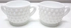 Vintage Fenton Glass Creamer Sugar Set Hobnail White Milk Glass Small Mini 2" T
