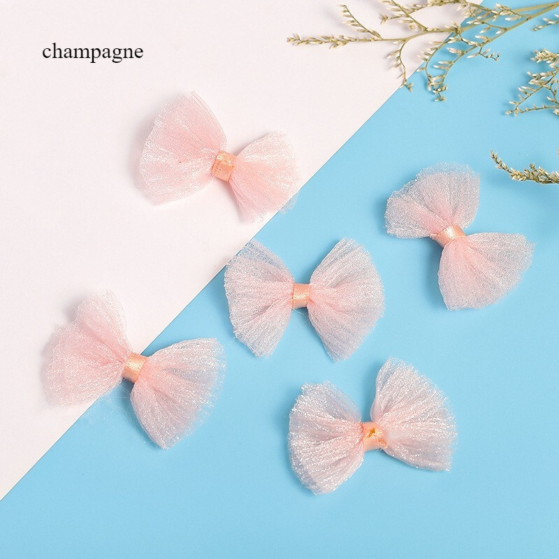 50x Small Mesh Bow Accessories Cute Decor for DIY Children's Headwear Bag Craft