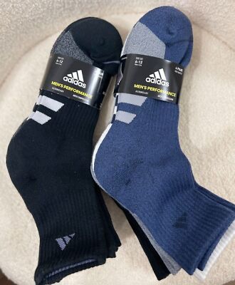 adidas Mens Performance High Quarter Compression Socks 4-Pair Black or  Multi NEW