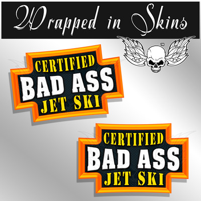 Jet Ski Certified Bad Ass Hard Hat Decals Funny Helmet Stickers - 2 PACK
