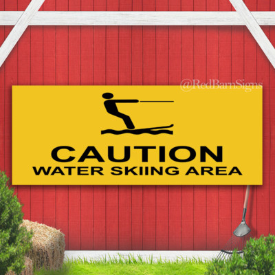 CAUTION WATER SKIING AREA | Indoor Outdoor Vinyl Banner Sign