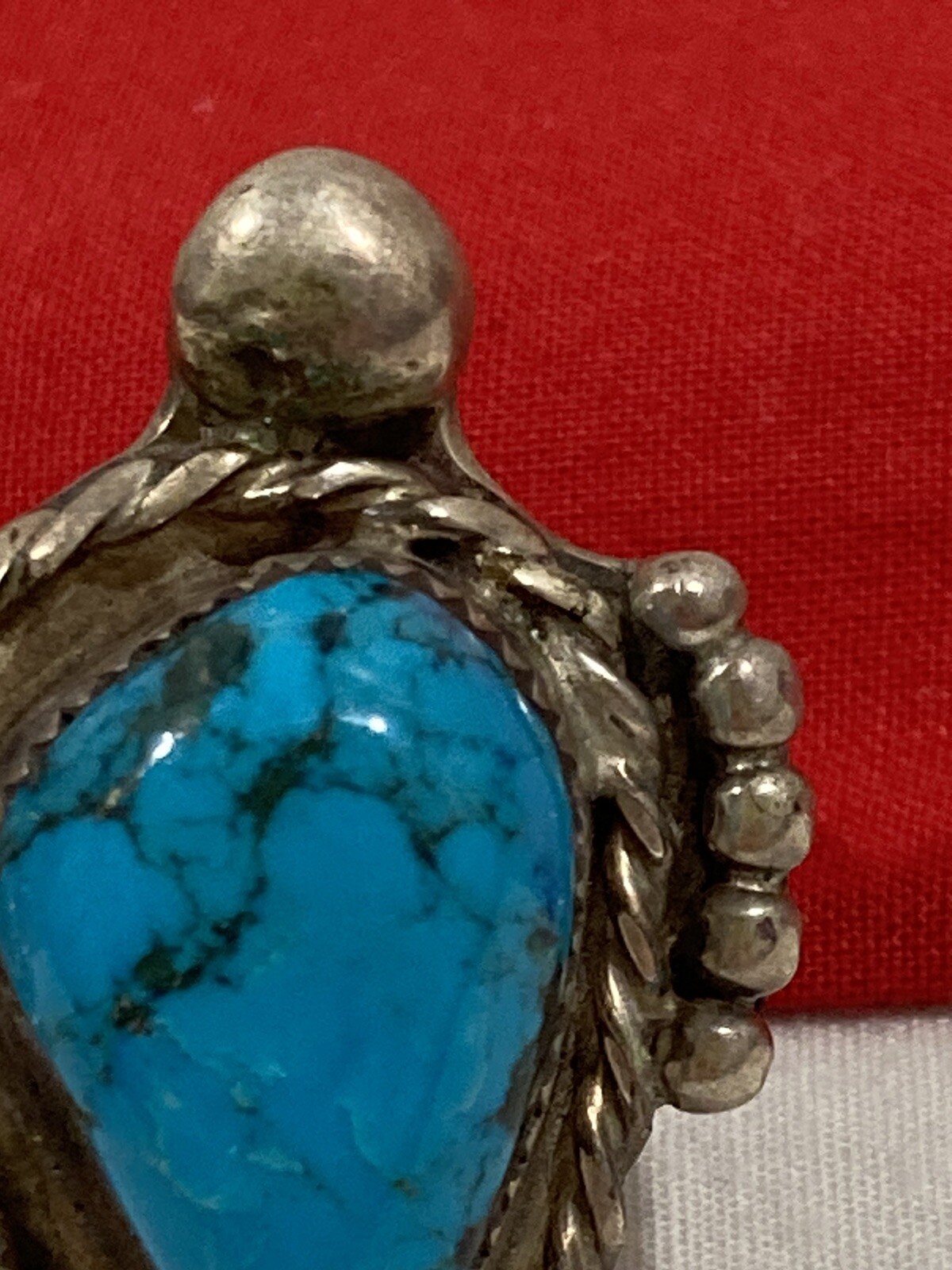 Vintage NAVAJO NATIVE AMERICAN 925 Sterling Silver Turquoise Stone RING ...