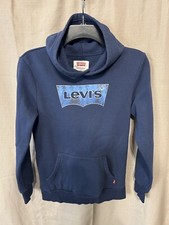 LEVI'S Boys Size Large L Navy Blue Fleece Graphic Pullover Hoodie Pocket