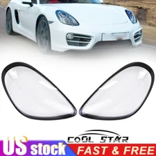 Headlight Lens Cover Shell Left + Right For 2014-2016 Porsche Boxster Cayman 981