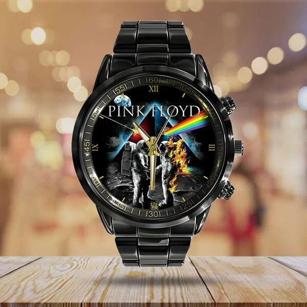 Pink Floyd Black Stainless Steel Calendar Band Watch