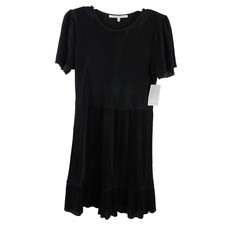 Collective Concepts Black Short Sleeve Rib Dress Shift New Size M LBD