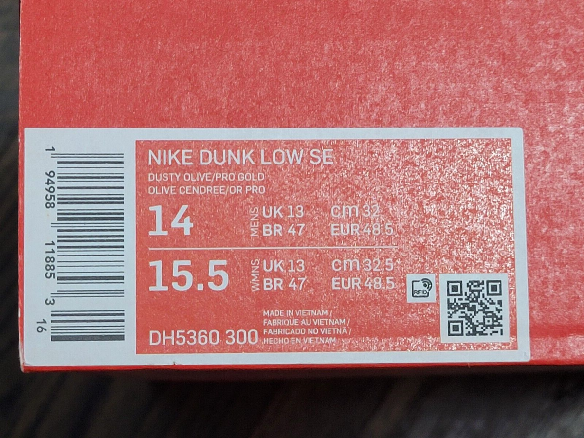 ２個セット SIZE 14 Nike Dunk Low Men's Shoes Dusty Olive Pro Gold BRAND NEW