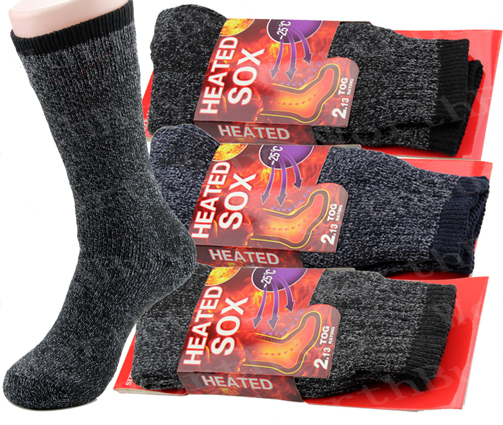12 Pairs Mens Heated Sox Winter Warm Thermal Boots Heavy Duty
