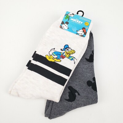 DISNEY Mickey Mouse & Friends Socks 6-12 Donald Duck 2 Pair Crew New