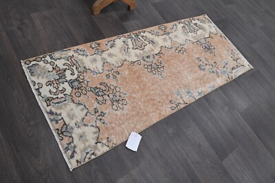 Vintage Türkischer Läufer Teppich 2x5ft Wolle Anatolisch Handarbeit Flur Oush...