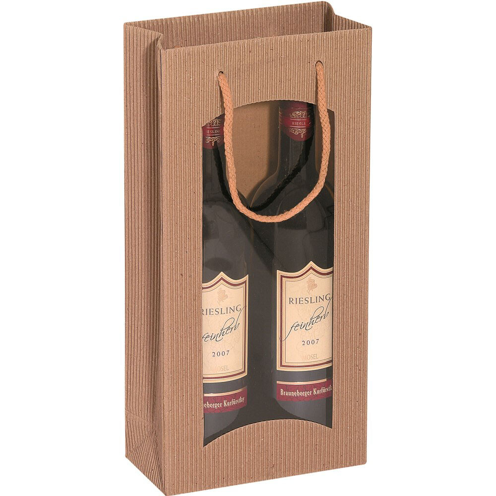 Weinflaschenträger Aus Filz Für 2 Flaschen – Mit Griff, Ca. 30x25x8 Cm, Geschenktasche Für Wein & Sekt
