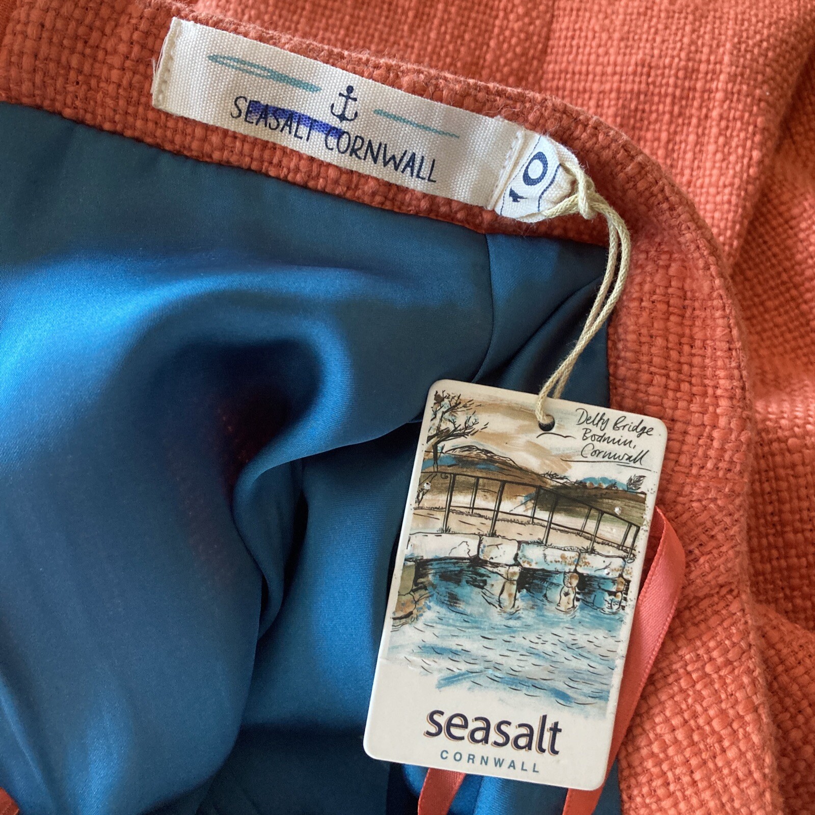 Seasalt "Bunker" 100% Coral Cotton Skirt, Size 10 UK, Fully Lined, BNWT 8