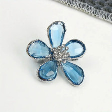 Fashion Rhinestone Blue Flower Brooch Pin Women Scarves Corsages Decoration Gift