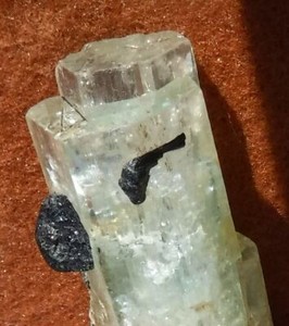 Teminated Aquamarine twinned crystal with Schorl Tourmaline Gem Quality Namibia 