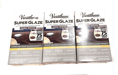 Varathane  Super Glaze Pour-On High Gloss Epoxy Quart Aged Wood 363904 LOT of 3