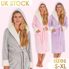 Ladies Luxury Dressing Gowns Shimmer Plush Fleece Winter Soft Sizes 8-22 UK NEW