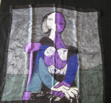 Picasso Scarf Black Blue Purple 34 in. Square Abstract