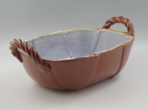 ITALICA ARS ITALY TERRACOTTA LARGE OVAL BASKET -BRAIDED HANDLES - Picture 5 of 5