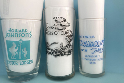 Vintage Lot of 3 Highball Glasses- FAIRMONT HOTEL-HOWARD JOHNSONS & IVANS PIER 5
