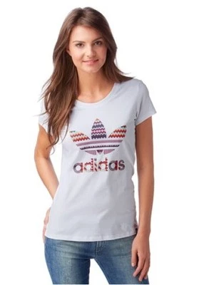 ADIDAS Damen T-Shirt 42 NEU/OVP weiß mit farbigem Logo-print