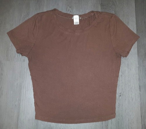 Bozzolo hellbraun hellbraun bauchfreies Oberteil T-Shirt Rundhals Kurzarm Größe Medium