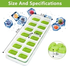 2 Pack Ice Cube Tray Silicone Ice Tray, 14 Ice Cube Molds with Lids, Stackable