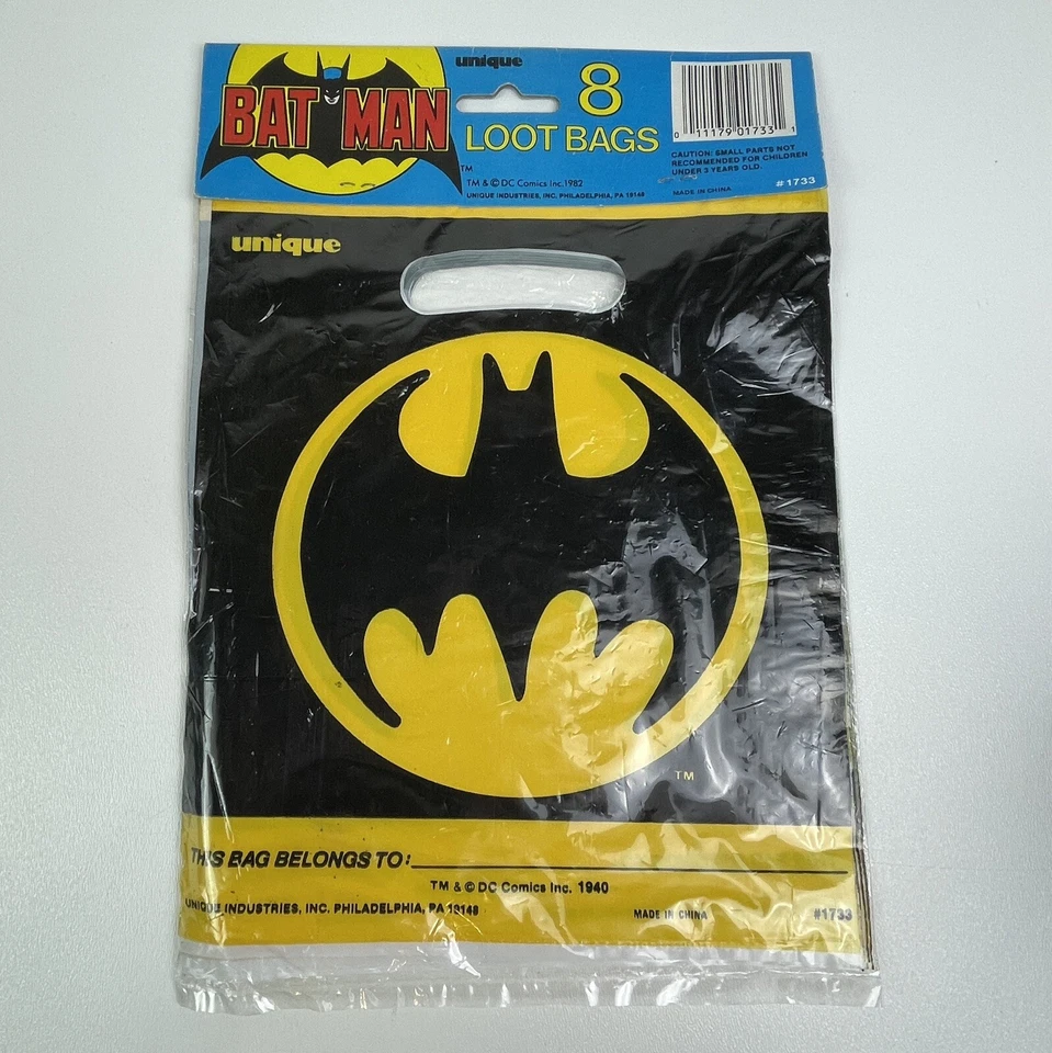 De colección 1982 Batman Candy Loot Bolsas Suministros de Fiesta Paquete de 8 DC Comics Foto 2 de 4