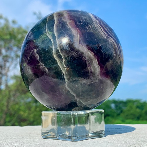2.52LB Natural Fluorite Quartz Sphere Crystal Energy Ball Reiki Healing Gem - Picture 16 of 24