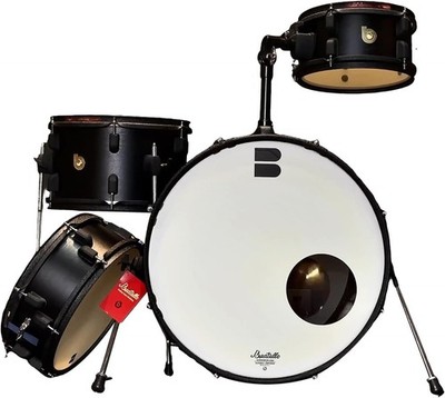 4 Piece Compact Drum Set 20 Bass Portable Acoustic Drum Kit Black