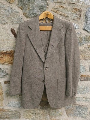 VTG Yves Saint Laurent Men's Wool 3 Piece Suit Set Men's Size 36 Made In France