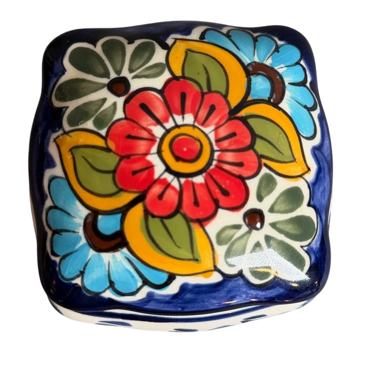 260407-12⭕️ 陶芸　箱　陶器　飾り物　美品 蔵珍窯（ぞうほうがま） ルリ釉銀彩 陶器 ミニ 重箱 2段 珍味鉢 6.7cm