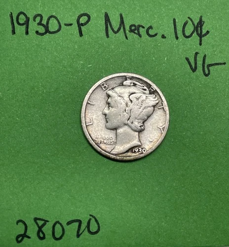 1930-P Mercury Dime 10c Vg Very Good 90% Silver See Pictures