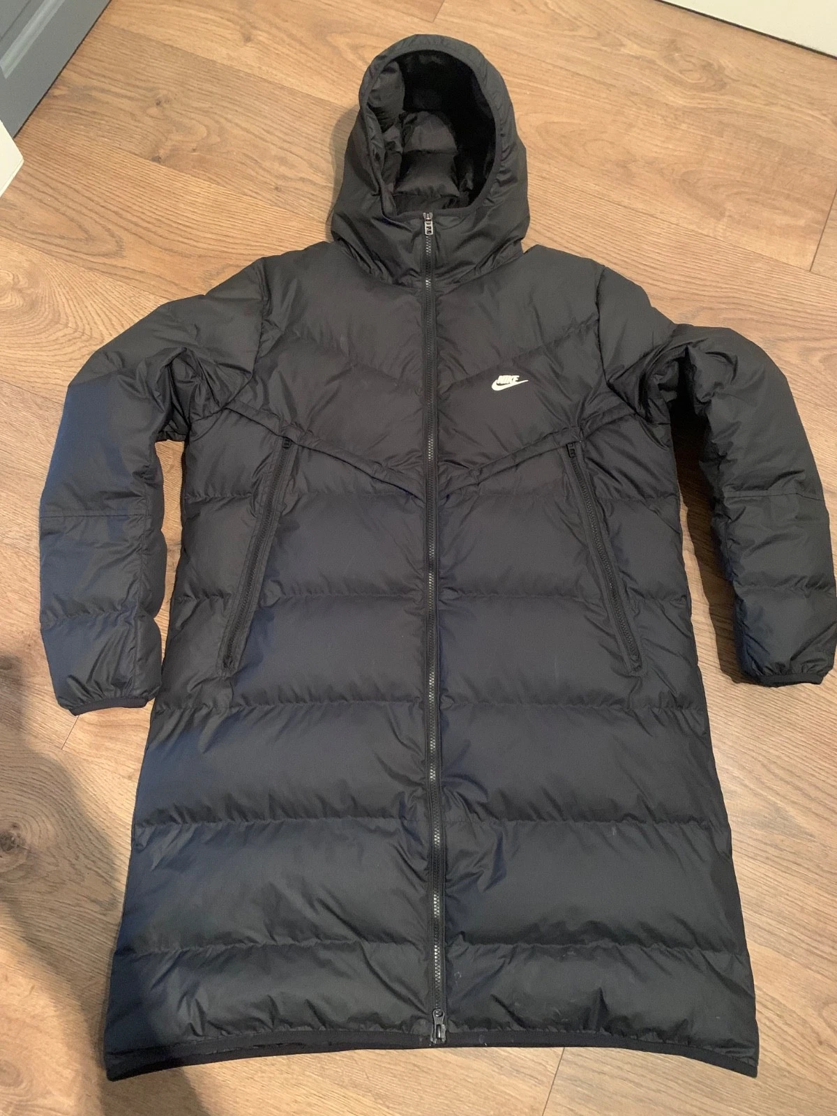 Nike Men's Windrunner Storm-Fit Long Parka Down Jacket Large Black