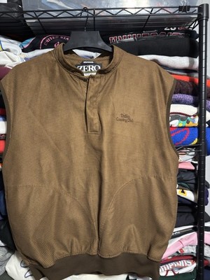 Zero Restriction Golf Vest Mens M Brown Houndstooth Microsuede 1/4 Snap Dallas