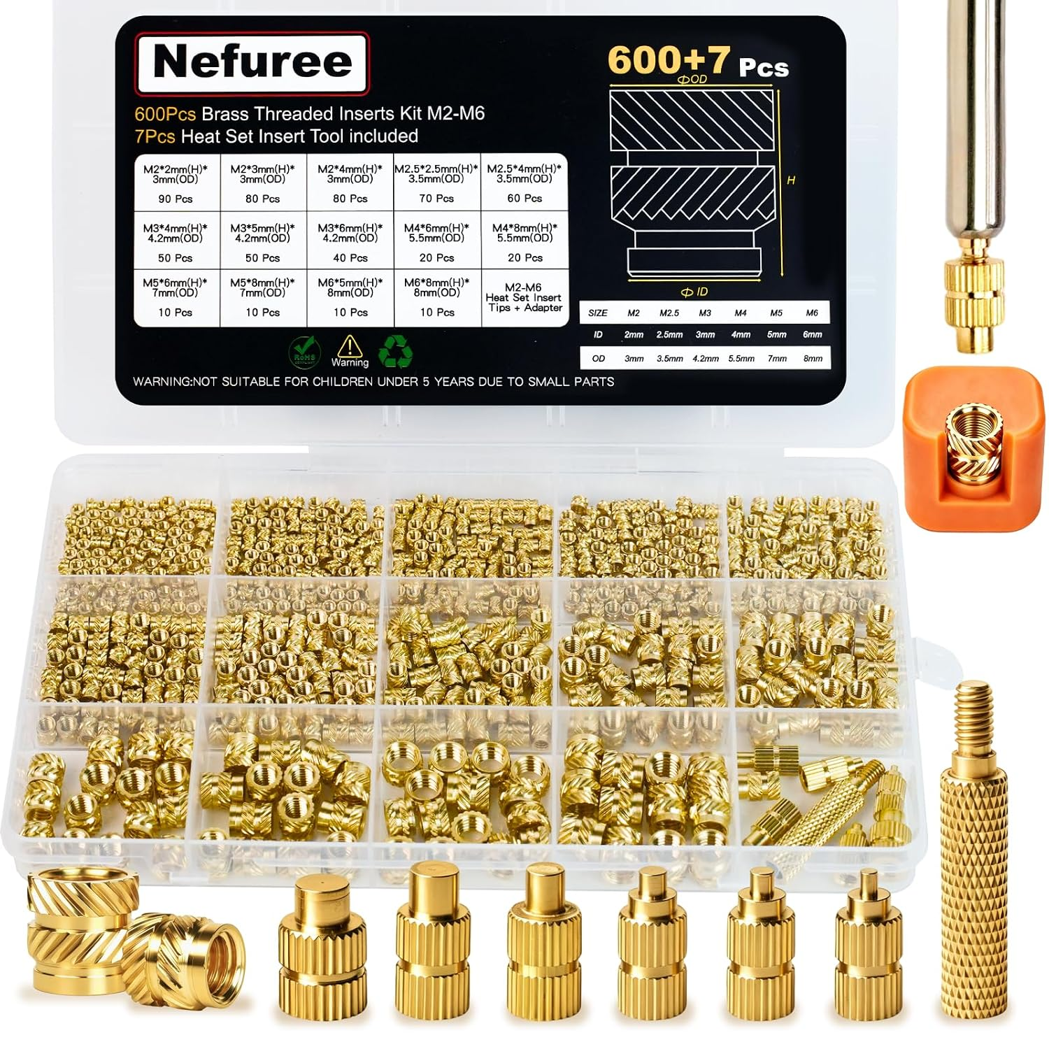 607Pcs Threaded Inserts for Plastic, Heat Set Inserts M2/2.5/3/4/5/6 | eBay