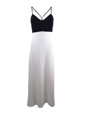 Jill Stuart Women's Colorblocked Double-Strap Gown (2, Black/Off-White)