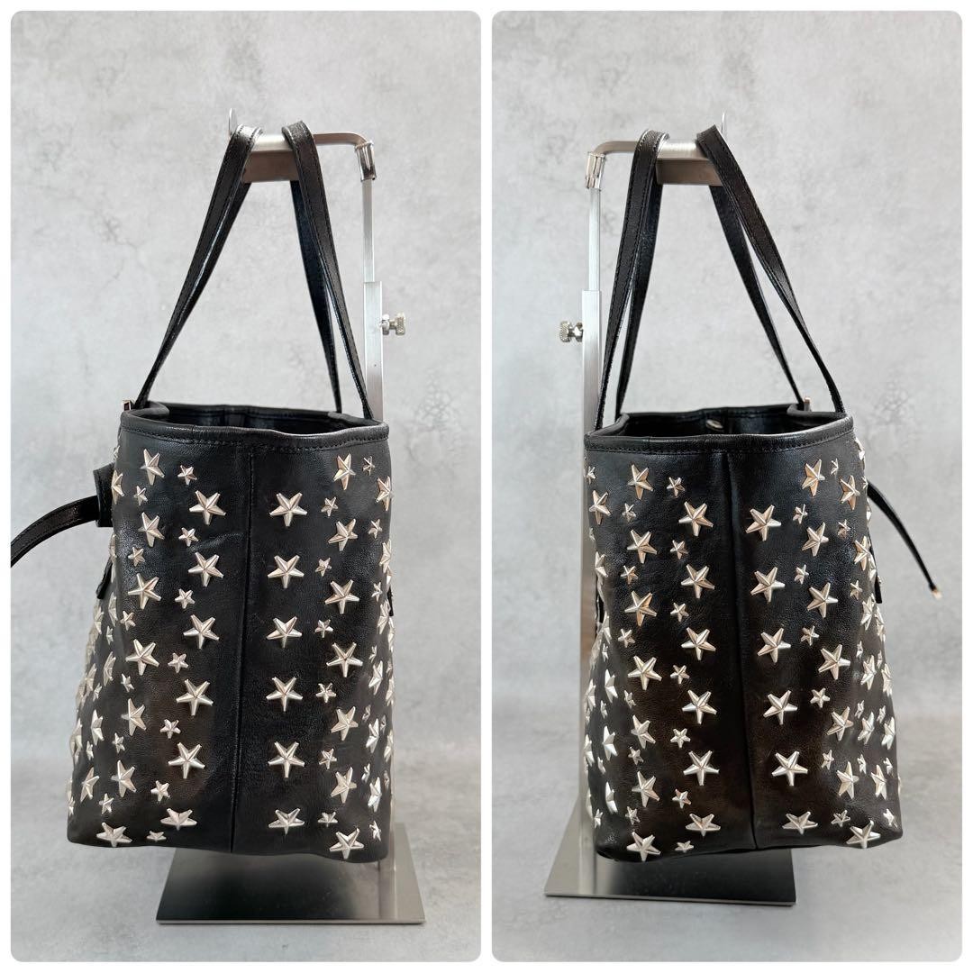 JIMMY CHOO Sasha Star Studs Leather Mini Hand Tote Bag Women Black