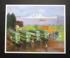 9.10" x  7.30"  MALCOLM ROOT PRINT  " THE  GOSPORT FERRY "   READY TO FRAME