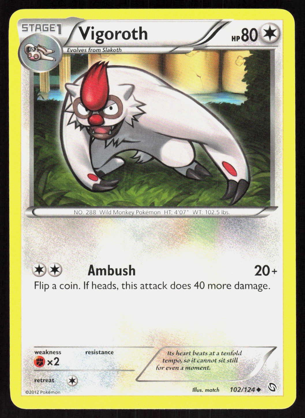 Vigoroth 102/124 Uncommon Dragons Exalted Pokemon EN Near Mint